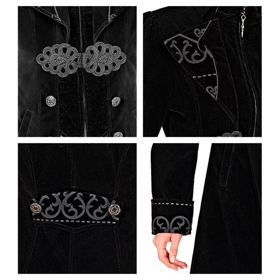 Casaco gótico feminino de veludo steampunk, fraque, carnaval, halloween, cosplay