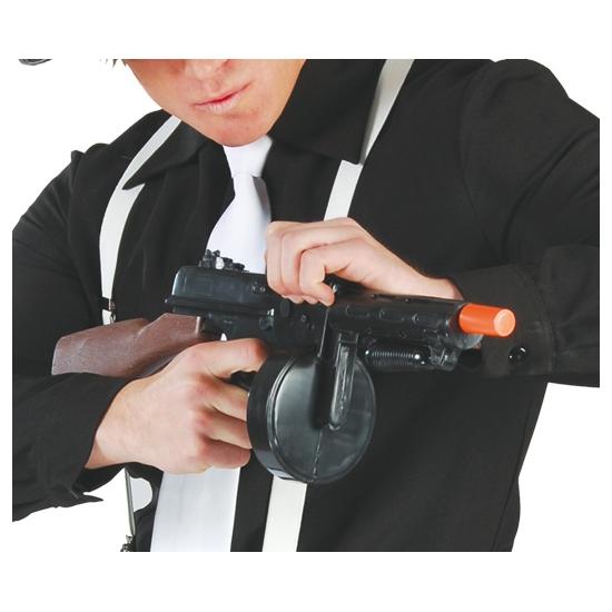 Metralhadora fantasia Ganster 50 cm com Som.