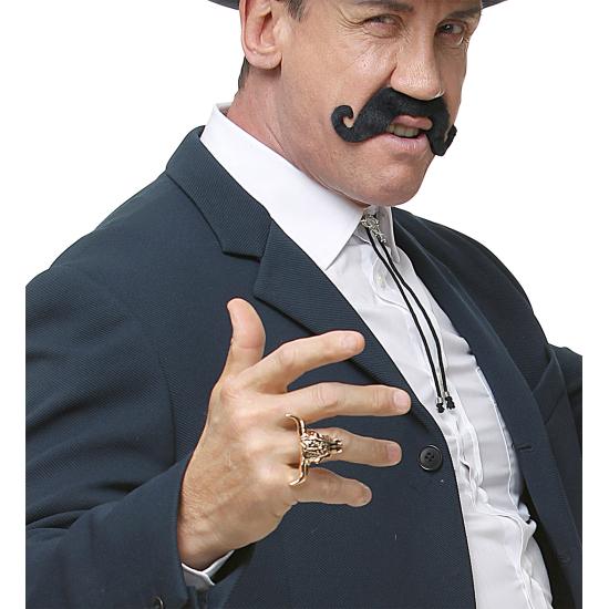 Anel de caveira de búfalo dourado