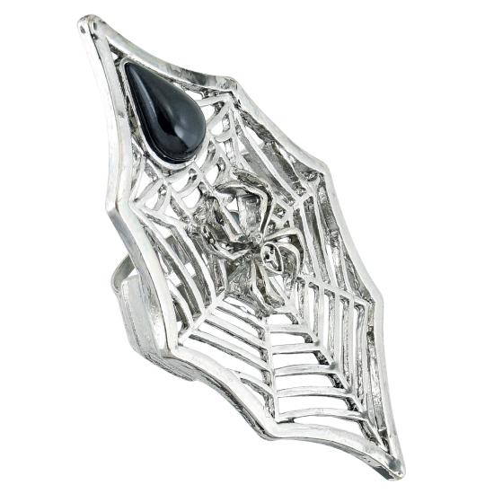 Aranha Gótica de Pedra Negra e Anel de Teia de Aranha.