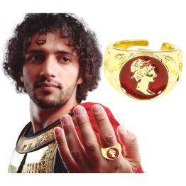 Anel Romano Vermelho – Acessório de Joia para Trajes de Gladiador e Imperador