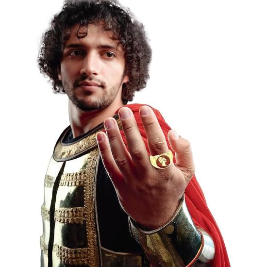 Anel Romano Vermelho – Acessório de Joia para Trajes de Gladiador e Imperador