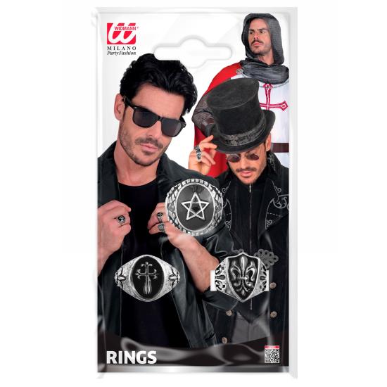 Anéis góticos sortidos – Pacote com 3 modelos