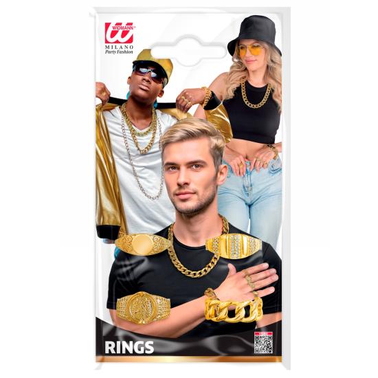 Anéis de Ouro Sortidos (Pacote com 4 Modelos) – Acessório de Fantasia Top