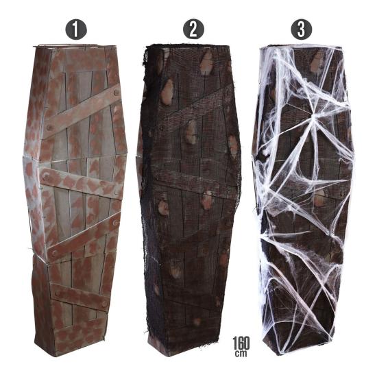 Caixão com teias de aranha de 160 cm.