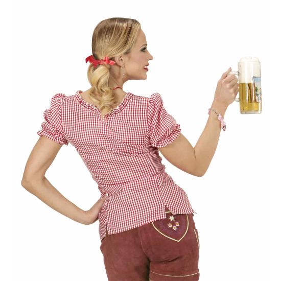 Blusa Oktoberfest xadrez vermelha para mulheres