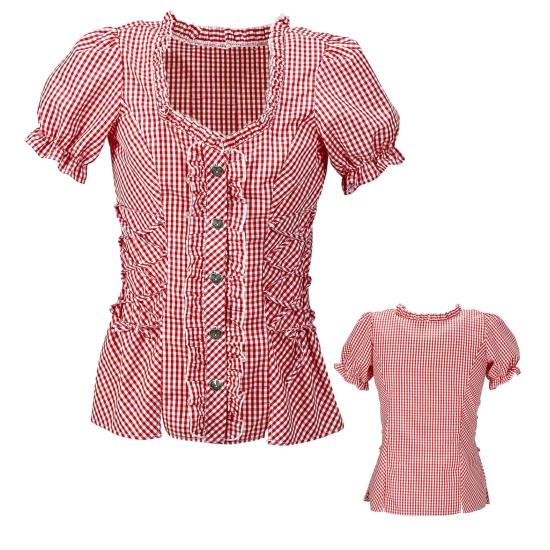 Blusa Oktoberfest xadrez vermelha para mulheres