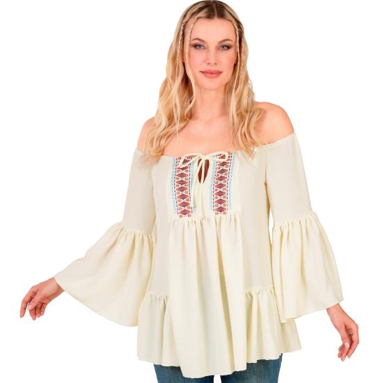 Blusa hippie feminina com mangas sino
