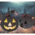 Abóbora preta e laranja com luz (20 cm) - Decoração de metal para o Halloween e festas temáticas - Ideal para celebrações de terror e ocasiões especiais - Preto e laranja