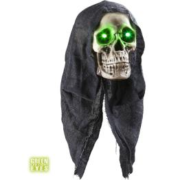 Calavera Con ojos Led Verdes y Movimiento 48 cms