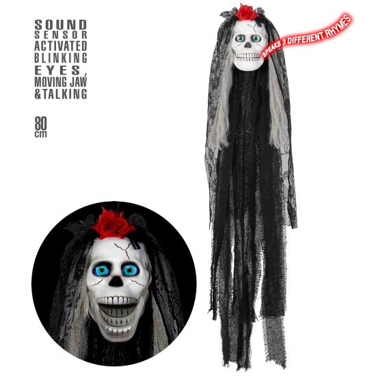 Calavera Dia de Los Muertos Catrina Luz, Sonido y Movimiento 80 cms
