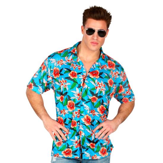 Camisa Havaiana Flores Turquesa Camisa Havaiana Flores Turquesa