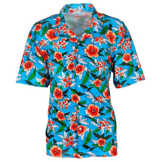 Camisa Havaiana Flores Turquesa Camisa Havaiana Flores Turquesa