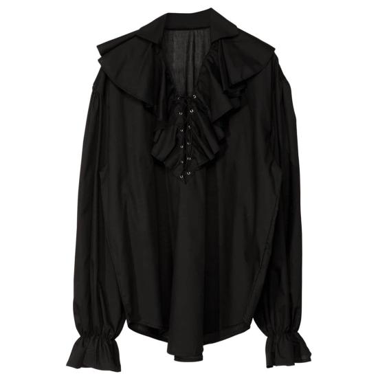 Camisa Masculina Pirata/Renascença em Preto.
