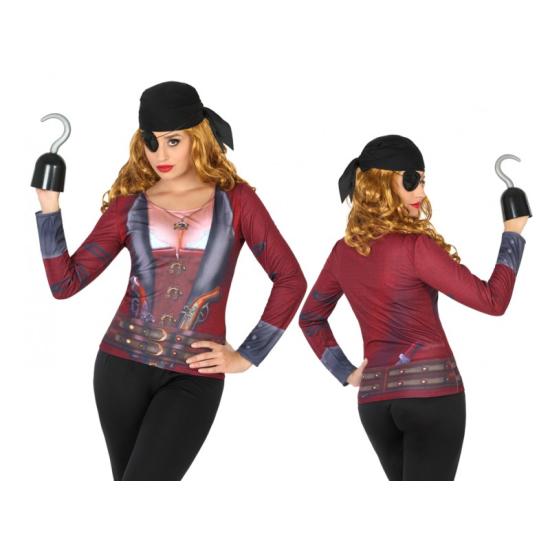 Camiseta fantasia de pirata feminina tamanho M