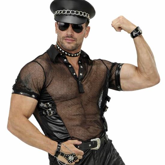 Camiseta de couro rock.