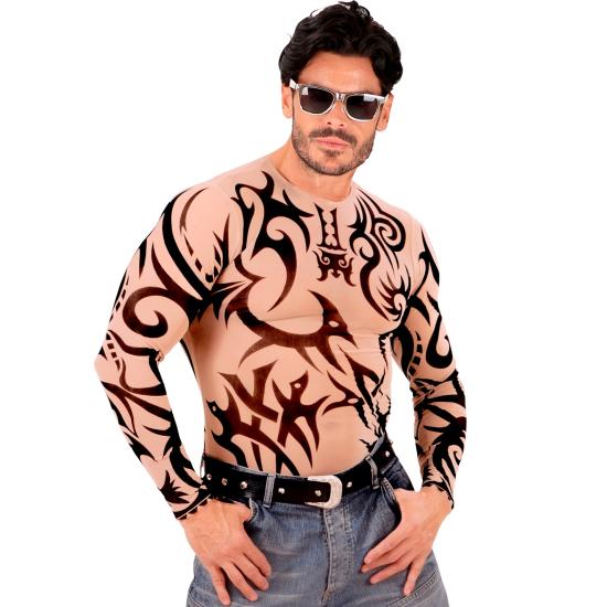 Camiseta com tatuagem tribal masculina - efeito realista