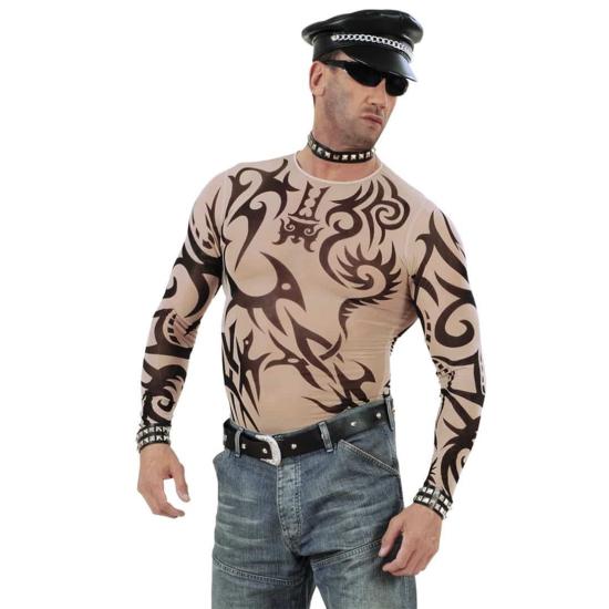 Camiseta com tatuagem tribal masculina - efeito realista
