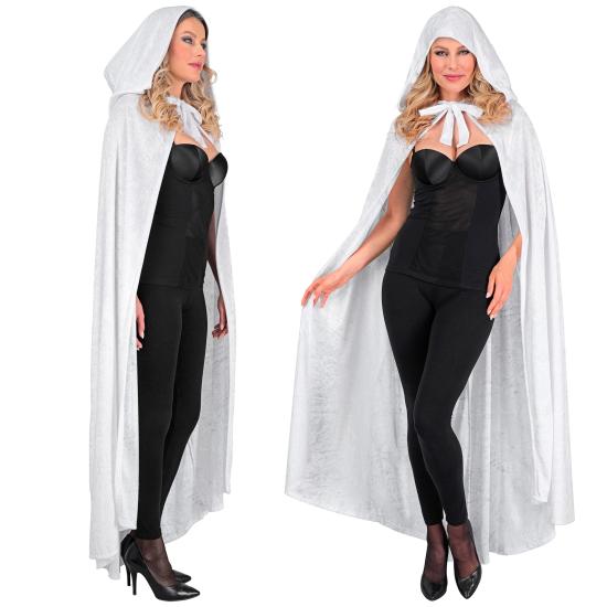 Capa com capuz de veludo branco – 140 cm