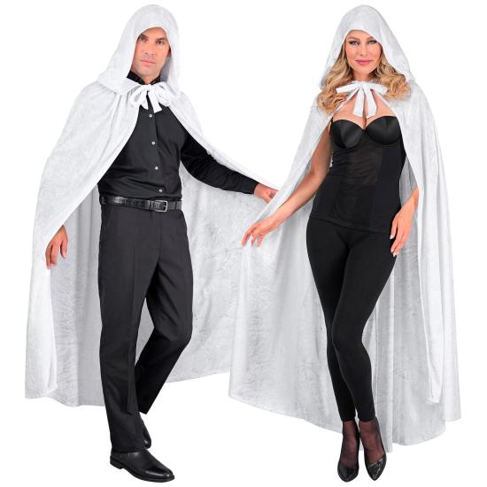 Capa com capuz de veludo branco – 140 cm