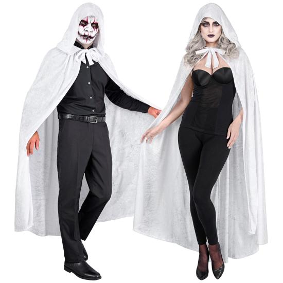 Capa com capuz de veludo branco – 140 cm