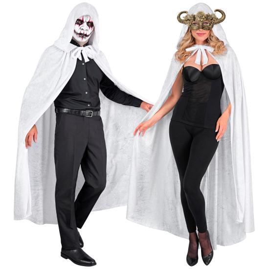 Capa com capuz de veludo branco – 140 cm