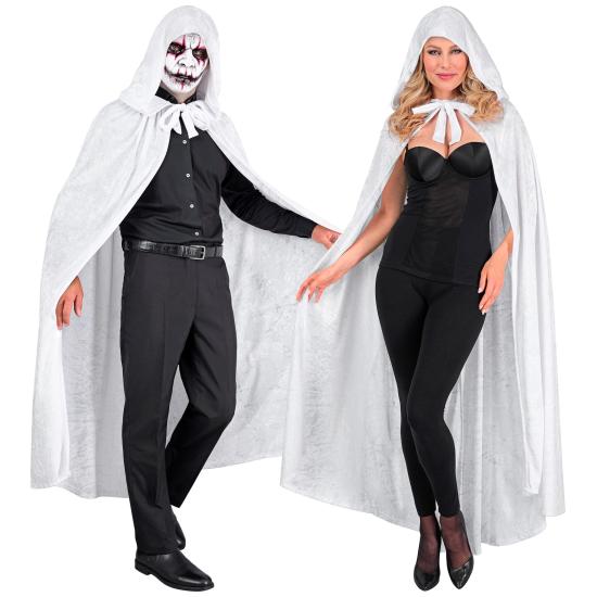 Capa com capuz de veludo branco – 140 cm