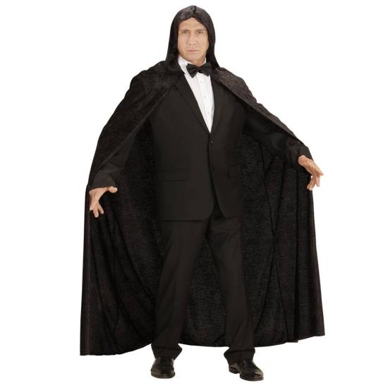 Capa com capuz de veludo preto - 150 cm unissex Capa com capuz de veludo preto - 150 cm unissex