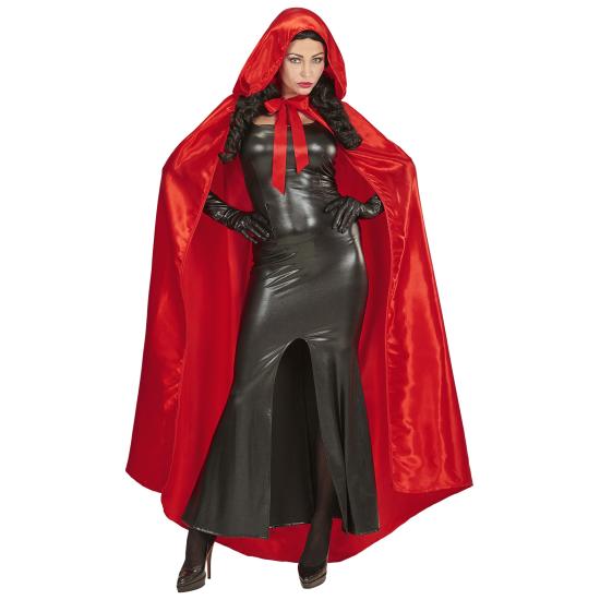 Capa com capuz de cetim vermelho 143 cm