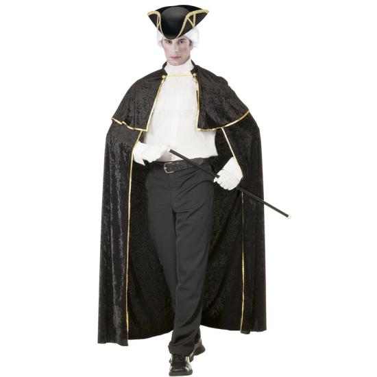 Capa veneziana luxuosa de veludo de 142 cm com folhos Capa veneziana luxuosa de veludo de 142 cm com folhos