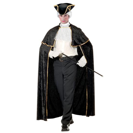 Capa veneziana luxuosa de veludo de 142 cm com folhos Capa veneziana luxuosa de veludo de 142 cm com folhos