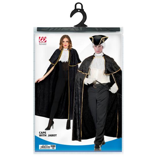 Capa veneziana luxuosa de veludo de 142 cm com folhos Capa veneziana luxuosa de veludo de 142 cm com folhos