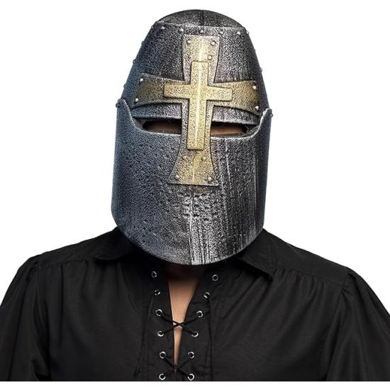 Capacete de cruzado medieval prateado para adulto