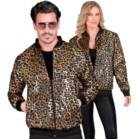 Jaqueta bomber de lantejoulas Leopard Jaqueta bomber de lantejoulas Leopard