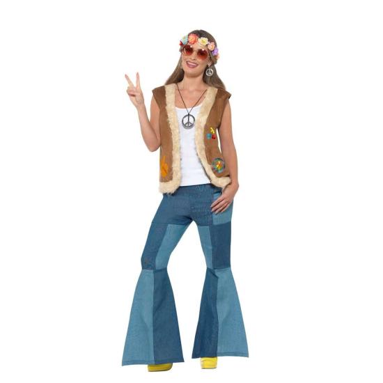 Colete Hippie castanho tamanho adulto