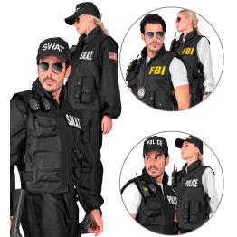 "SWAT | FBI | COLETE TÁTICO DA POLÍCIA" com 3 distintivos removíveis