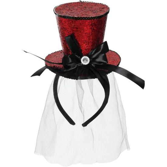 Minichapéu vermelho com faixa de cabeça