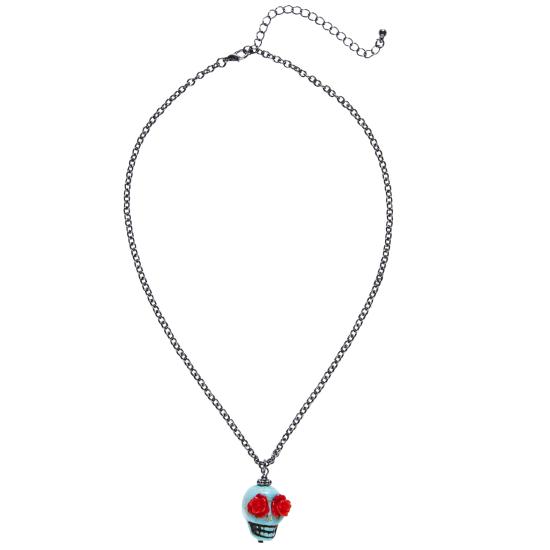 Colar Caveira Azul Dia dos Mortos