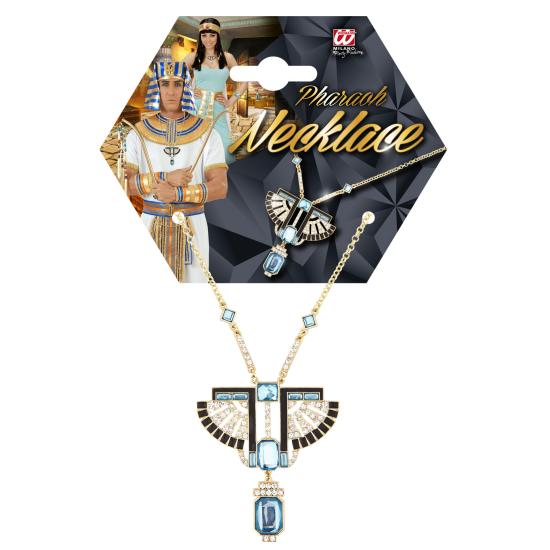 Colar Faraó Dourado com Pedras Azuis – Acessório para Traje Egípcio Colar Faraó Dourado com Pedras Azuis – Acessório para Traje Egípcio