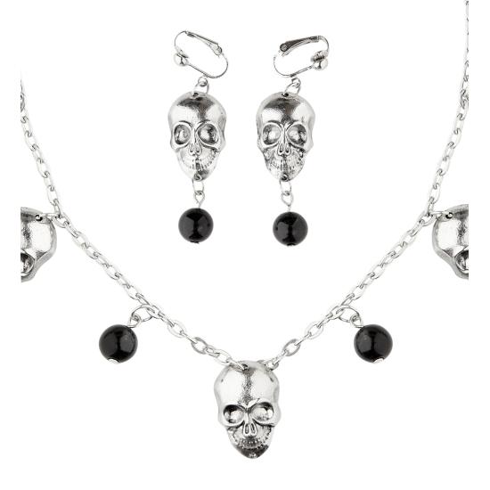 Colar de Prata e Pingentes de Caveira