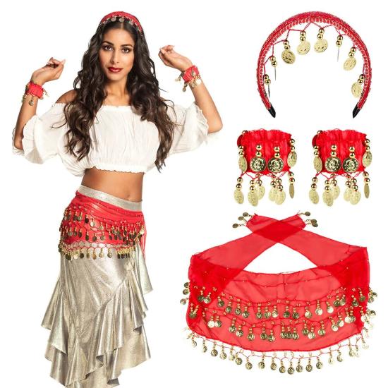 Conjunto de dança do ventre Zingara ou vermelho