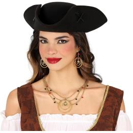 Conjunto de colar e brincos metálicos de pirata - Acessórios de joalheria para mulheres