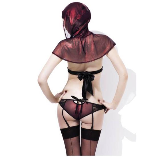 Conjunto Sexy de Lingerie Chapeuzinho Vermelho.