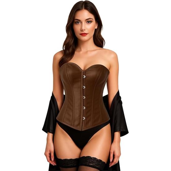 Corset marrom feminino – Acessório de fantasia para Carnaval, Princesas e Festas Elegantes