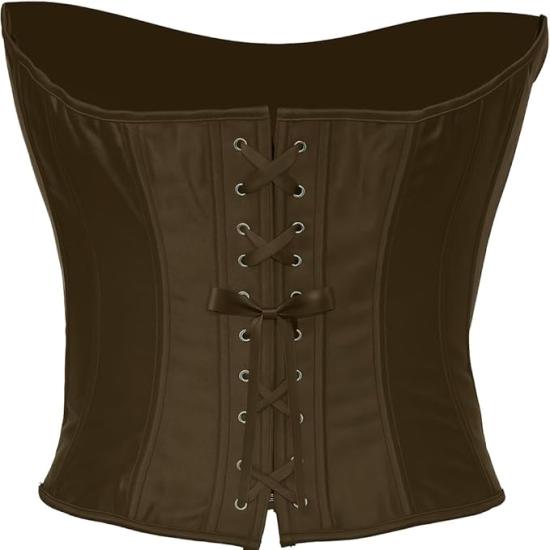 Corset marrom feminino – Acessório de fantasia para Carnaval, Princesas e Festas Elegantes