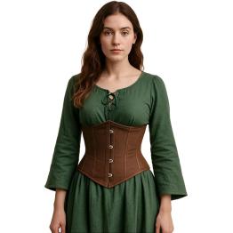 Corset marrom feminino – Top elegante para traje de princesa e marquesa