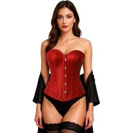Corset vermelho feminino – Acessório de fantasia para Carnaval, Princesas e Festas Elegantes