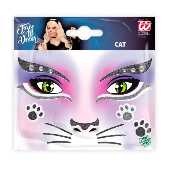 Decoração adesiva de rosto de gato