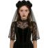 Faixa de cabeça com véu preto – acessório de fantasia para festas de Halloween e terror