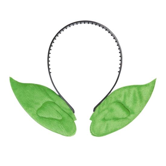Tiara com orelhas pontiagudas verdes.